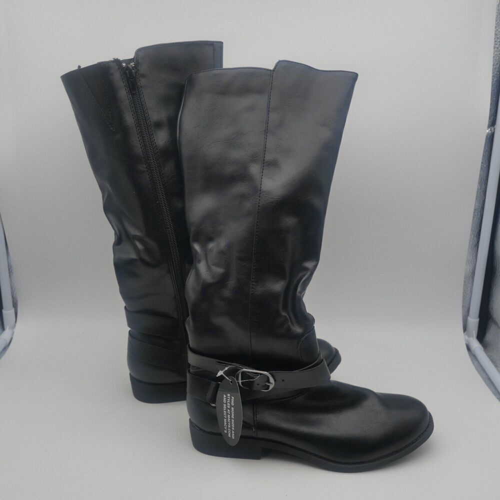 NEW Style & Co Madixe Tall Black Riding Boots Women's 6.5 Regular Width Vegan - Picture 4 of 8